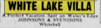 White Lake Villa Resort - June 1937 Ad (newer photo)